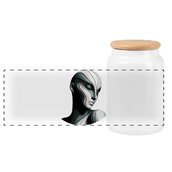 Art géométrique masqué - Boîte à biscuits avec couvercle en bois - blanc - Devant
