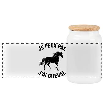 I can't I have horse - Panoramic Cookie Jar with Wooden Lid - white - Front