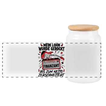 My wages were rocked - Panoramic Cookie Jar with Wooden Lid - white - Front