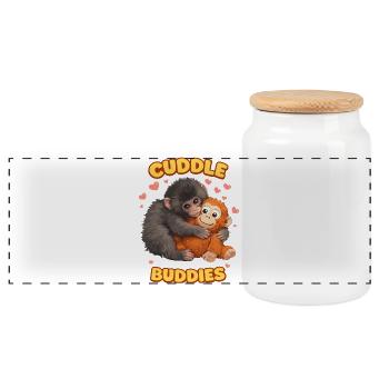 punch the monkey - Panorama Keksdose mit Holzdeckel - Weiß - Vorne