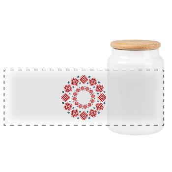 Ukrainisches Ethno-Ornament - Traditionelle rote u - Panorama Keksdose mit Holzdeckel - Weiß - Vorne
