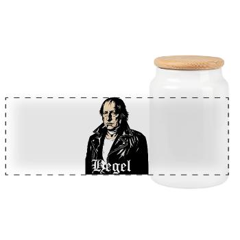 Portrait du philosophe Hegel et du rebelle - Boîte à biscuits avec couvercle en bois - blanc - Devant