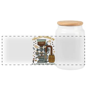 Vollzeit Gemahlen Als Espresso Ausgezahlt - Panorama Keksdose mit Holzdeckel - Weiß - Vorne
