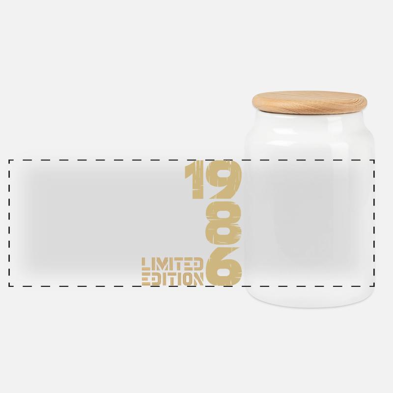 1986 Limited Edition Schriftzug 40. Geburtstag - Panorama Keksdose mit Holzdeckel - Weiß