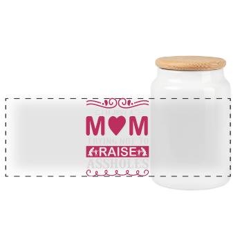 Je suis juste une maman qui essaie de ne pas élever des connards - Boîte à biscuits avec couvercle en bois - blanc - Devant