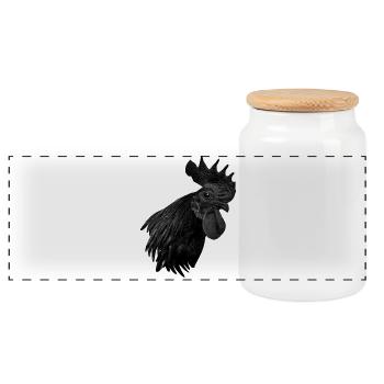 Ayam Cemani - Chicken Fans - Rooster - Rooster - Panoramic Cookie Jar with Wooden Lid - white - Front