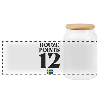 Zwölf Punkte Schweden Eurovision - Panorama Keksdose mit Holzdeckel - Weiß - Vorne