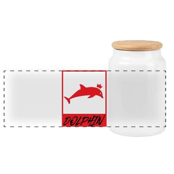 Dolphin King Crown Ocean Animal Graphic - Panorama Keksdose mit Holzdeckel - Weiß - Vorne
