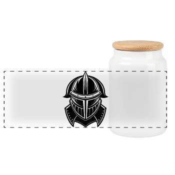 Knight helmet - Panoramic Cookie Jar with Wooden Lid - white - Front