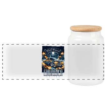 Street Dream Lowrider Nights - Panoramic Cookie Jar with Wooden Lid - white - Front