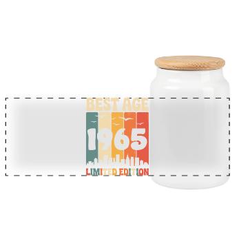 1965 Retro Geburtstag 1965 Vintage 1965 - Panorama Keksdose mit Holzdeckel - Weiß - Vorne