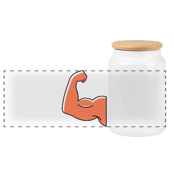 Muscle dumbbell icon - Panoramic Cookie Jar with Wooden Lid - white - Front