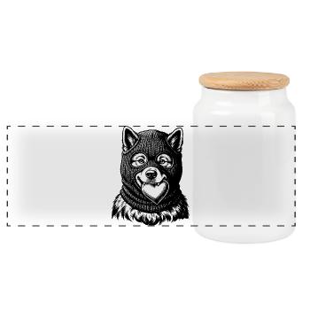 Eurasier | Thief Of Hearts - Panorama Keksdose mit Holzdeckel - Weiß - Vorne