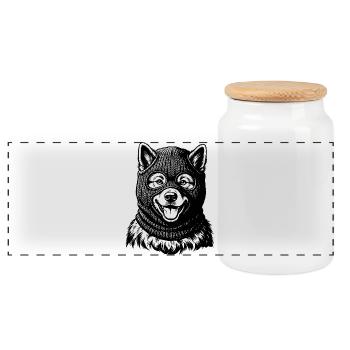 Eurasier | Bandito - Panorama Keksdose mit Holzdeckel - Weiß - Vorne