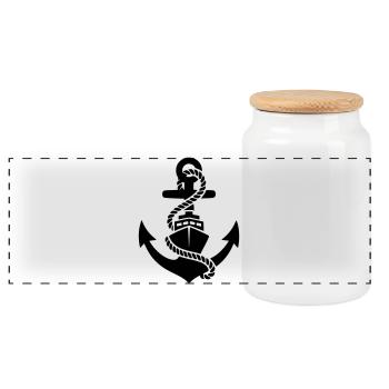 Silhouette maritime à corde d’ancre - Boîte à biscuits avec couvercle en bois - blanc - Devant