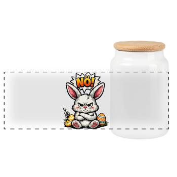 Lower Austrian Bunny Easter Gift - Panoramic Cookie Jar with Wooden Lid - white - Front