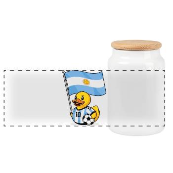 Maillot de football argentin pour les supporters - Boîte à biscuits avec couvercle en bois - blanc - Devant