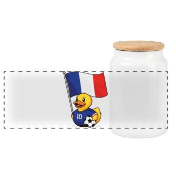 Frankreich Fußball Shirt für Fans - Panorama Keksdose mit Holzdeckel - Weiß - Vorne