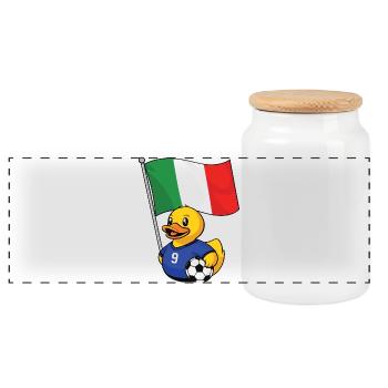 Italien Fußball Fan Shirt für stolze Fans - Panorama Keksdose mit Holzdeckel - Weiß - Vorne