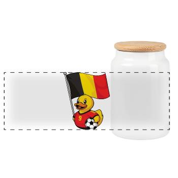 Belgium Football Fan Shirt for Real Fans - Panoramic Cookie Jar with Wooden Lid - white - Front