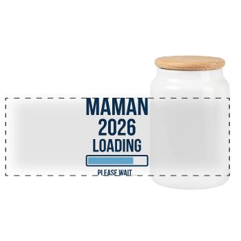 Maman 2026 Loading Annonce Grossesse - Boîte à biscuits avec couvercle en bois - blanc - Devant