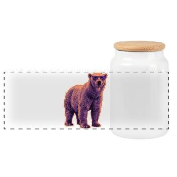 Summer Polar Bear Sunglasses - Panoramic Cookie Jar with Wooden Lid - white - Front