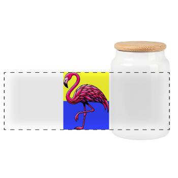 Flamant - Boîte à biscuits avec couvercle en bois - blanc - Devant