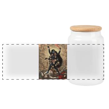 Kali, der zornige Beschützer - Panorama Keksdose mit Holzdeckel - Weiß - Vorne