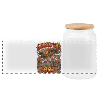 60s Hippie Life - Panorama Keksdose mit Holzdeckel - Weiß - Vorne
