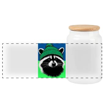 Raton laveur - Boîte à biscuits avec couvercle en bois - blanc - Devant