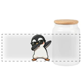 Dabbing Pingouin - Boîte à biscuits avec couvercle en bois - blanc - Devant
