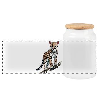 Ocelot - Boîte à biscuits avec couvercle en bois - blanc - Devant