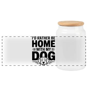 Je préférerais être à la maison avec mon chien - Boîte à biscuits avec couvercle en bois - blanc - Devant