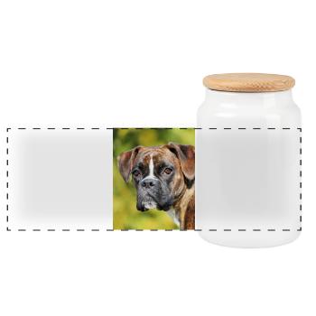 Portrait Boxer Deep Gaze - Panoramic Cookie Jar with Wooden Lid - white - Front