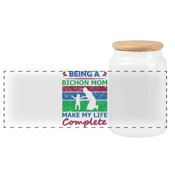 Bichon Maman rend la vie complète Chemise - Boîte à biscuits avec couvercle en bois - blanc - Devant