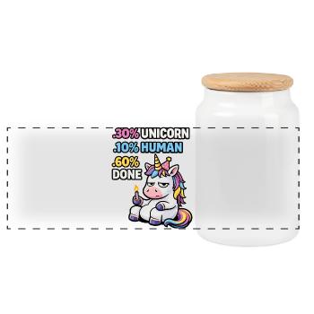 Einhorn-Burnout-Geburtstags-Meme - Panorama Keksdose mit Holzdeckel - Weiß - Vorne