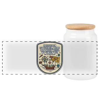 Navigation WLAN lustiger Spruch - Panorama Keksdose mit Holzdeckel - Weiß - Vorne