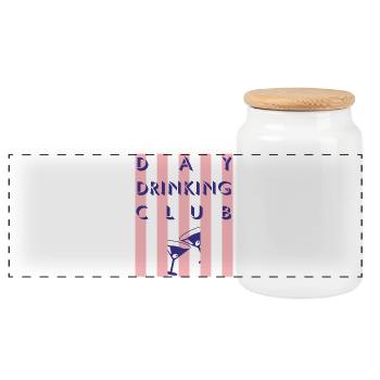 Imprimé rayé de club à boire de jour - Boîte à biscuits avec couvercle en bois - blanc - Devant