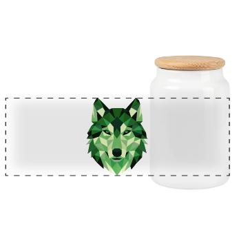 Portrait géométrique du polygone Tête de Loup - Boîte à biscuits avec couvercle en bois - blanc - Devant