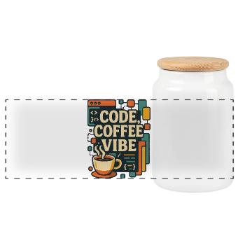 Code Coffee Vibe – Funny Programmer T-Shirt - Panoramic Cookie Jar with Wooden Lid - white - Front