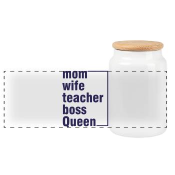 Mama Ehefrau Lehrerin Queen-Shirt - Panorama Keksdose mit Holzdeckel - Weiß - Vorne