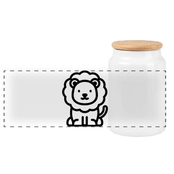 Lion - Boîte à biscuits avec couvercle en bois - blanc - Devant