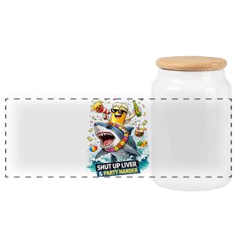 Fête du requin : Shut Up Liver Tee - Boîte à biscuits avec couvercle en bois - blanc - Devant