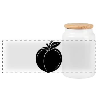 Silhouette du Fruit de la Pêche - Boîte à biscuits avec couvercle en bois - blanc - Devant