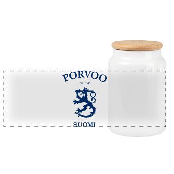 Porvoo Suomi Finland  - Panorama Keksdose mit Holzdeckel - Weiß - Vorne
