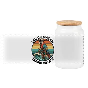 Perroquet Sailor Macaw Tropic Voyage - Boîte à biscuits avec couvercle en bois - blanc - Devant