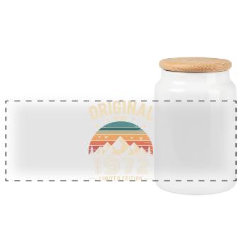 May 1972 – Legend of the Peaks and Mountains - Panoramic Cookie Jar with Wooden Lid - white - Front