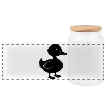 Petit canard - Boîte à biscuits avec couvercle en bois - blanc - Devant