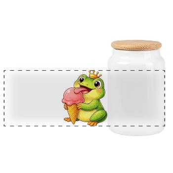 Süßer Frosch König mit Eis - Panorama Keksdose mit Holzdeckel - Weiß - Vorne