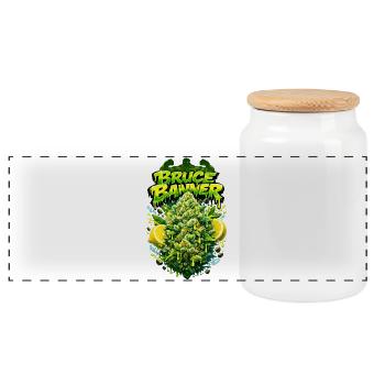 BB Strain Graffiti Art Print - Panoramic Cookie Jar with Wooden Lid - white - Front